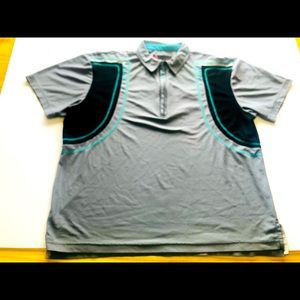 JAMIE SADOCK Mens Polo Quarter Zip Golf Shirt Blue/Grey / Black Bright Sports L